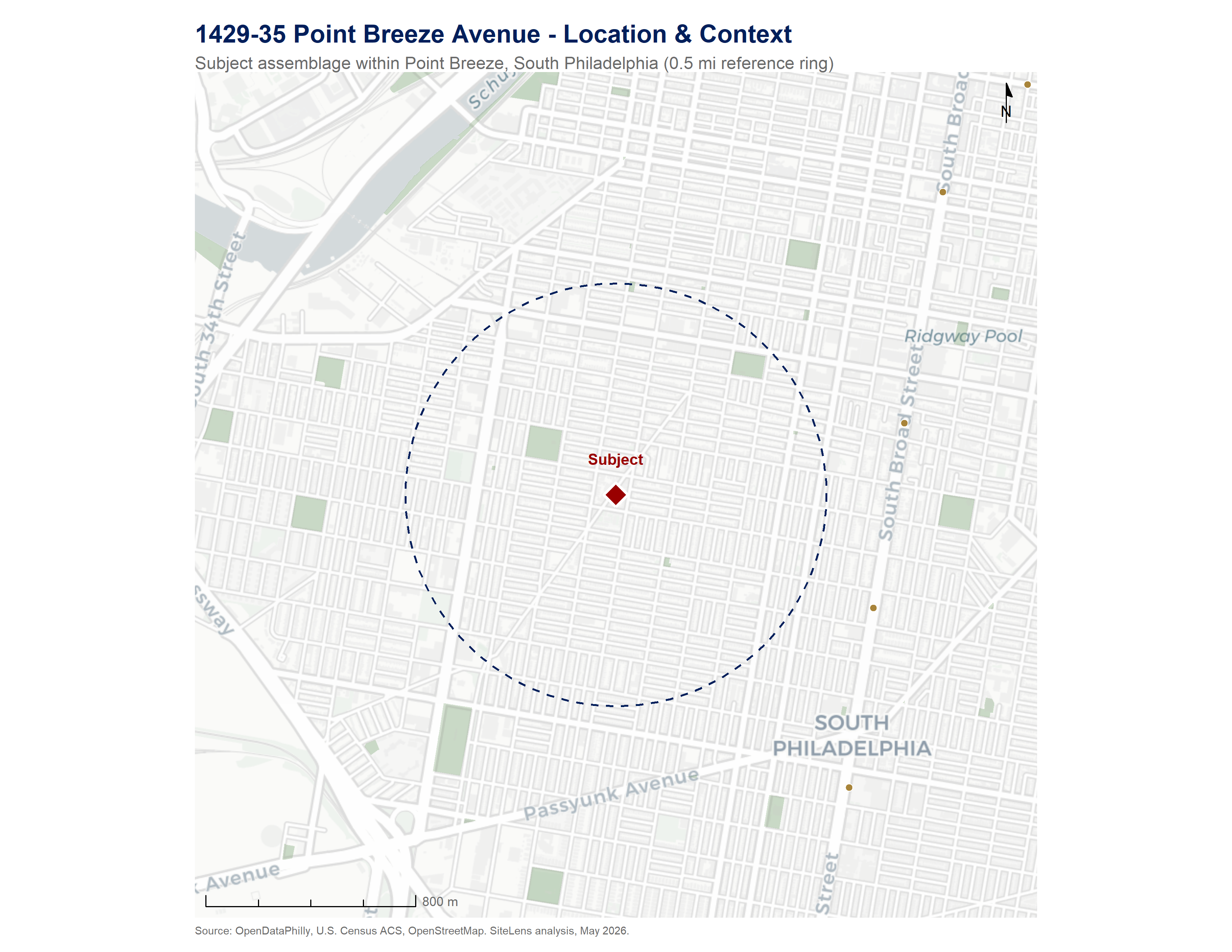 SiteLens location map for the Point Breeze sample site